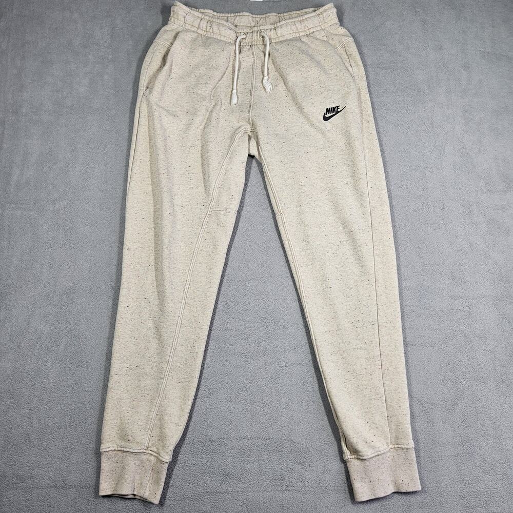 Nike Sweatpants Womens‎ Small Light Beige Speckled Swoosh Joggers Athleisure Gym